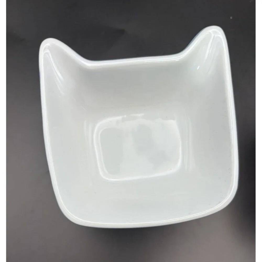 Whisker City Cat Shaped Raised Pink/Blue Food Water Bowl Ceramic Anti Vomiting